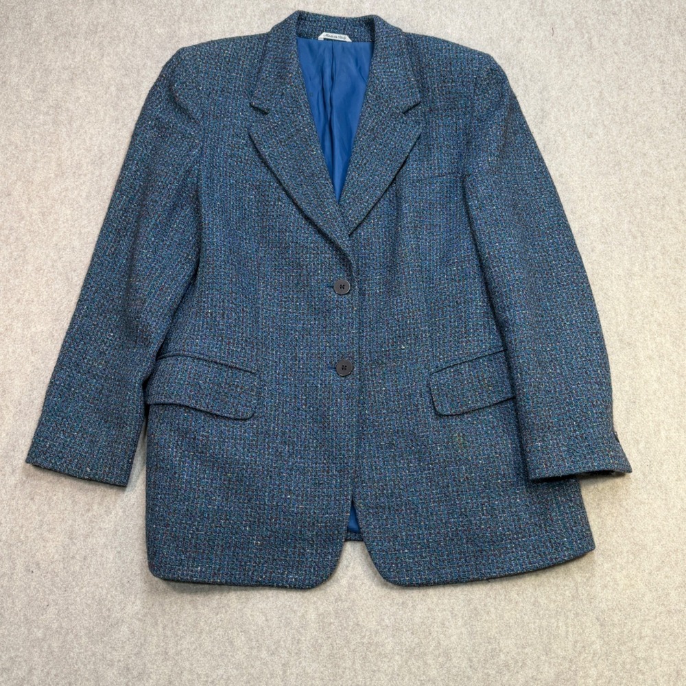Vintage Missoni Donna Blazer Womens L Blue Tweed Academic Italian Luxury Grandpa
